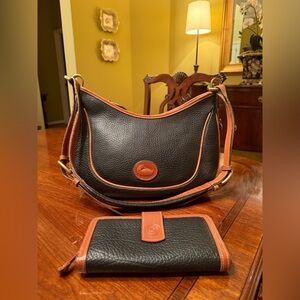 Dooney & Bourke Black and Brown Leather Shoulder Bag and Wallet